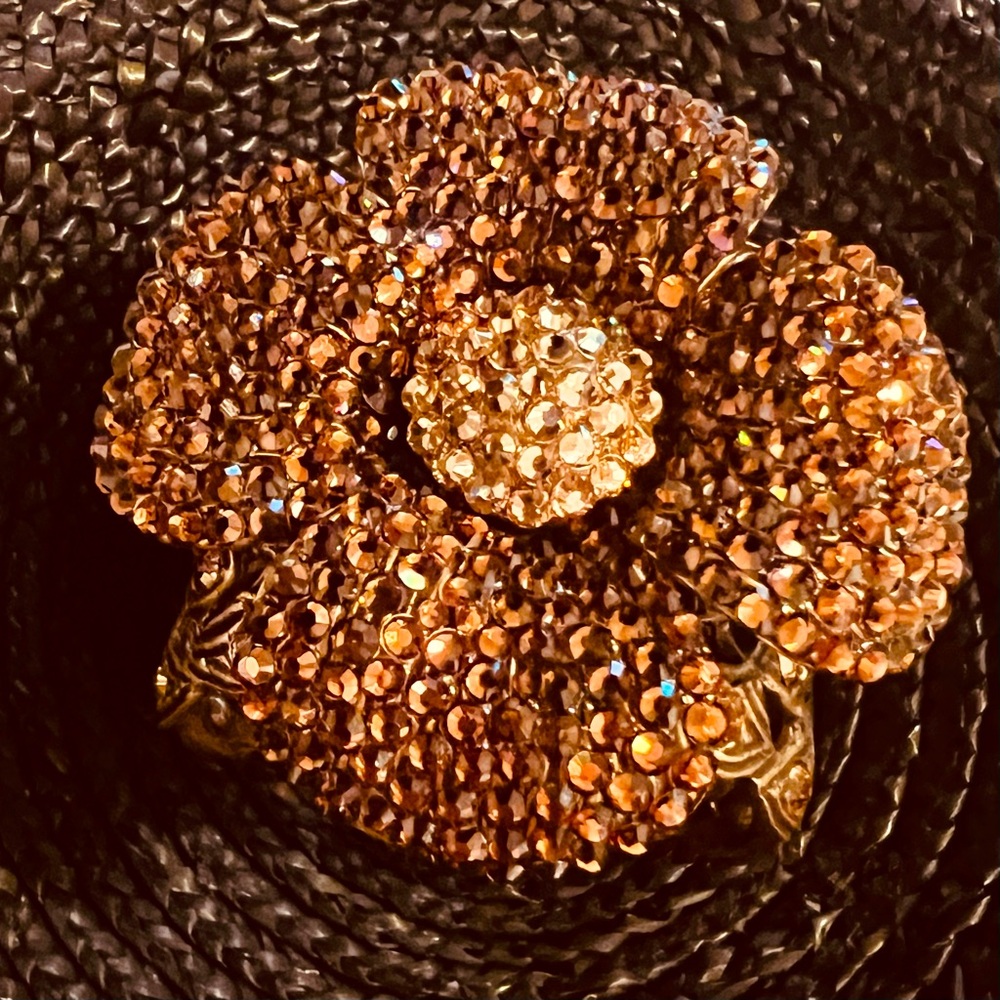 STUNNING BRONZE Rhinestone Flower Filled with shiny Rhinestone.